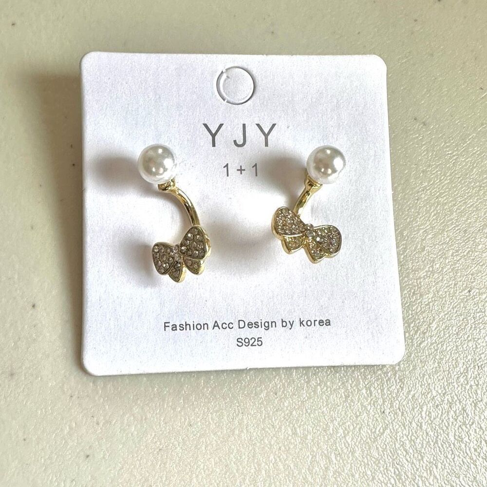 YJY pearl bow detachable earrings